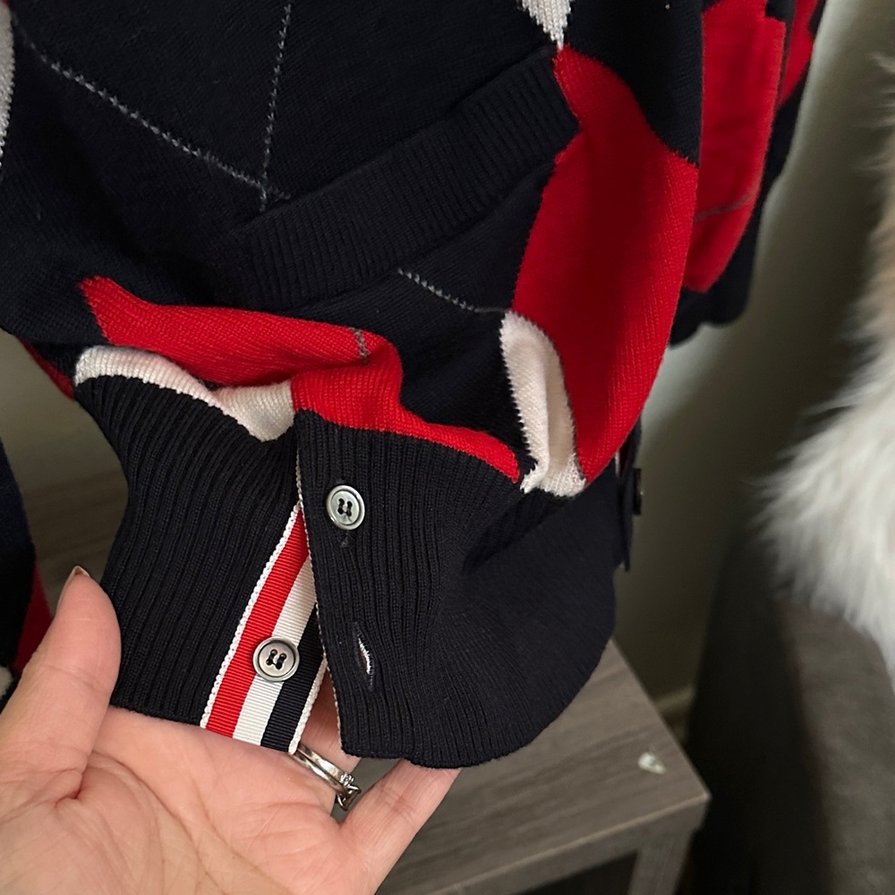 Thom Browne 100% Wool Argyle Patterned Cardigan S… - image 5